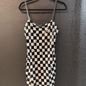 Lily Rose Sequined Checkerboard Mini Dress Size Medium